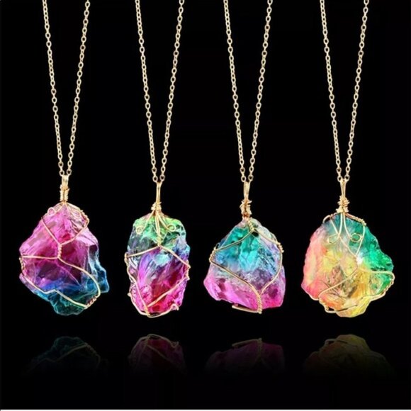 Women`s rainbow quartz chakra balancing necklace. - Picture 2 of 3